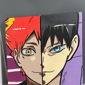 HAIKYUU Original Split-Face Anime Canvas Art - Shoyo Hinata and Tobio Kageyama